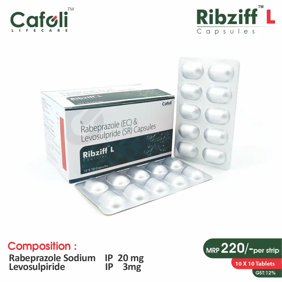 Levosulpiride (75mg) + Rabeprazole (20mg) at best price in PCD Pharma Franchise for Gastroesophageal Reflux Disease (GERD) treatment.